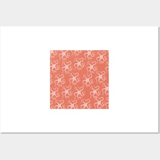 spiny brittle starfish aloha print hawaii pattern salmon pink/orange and white Posters and Art